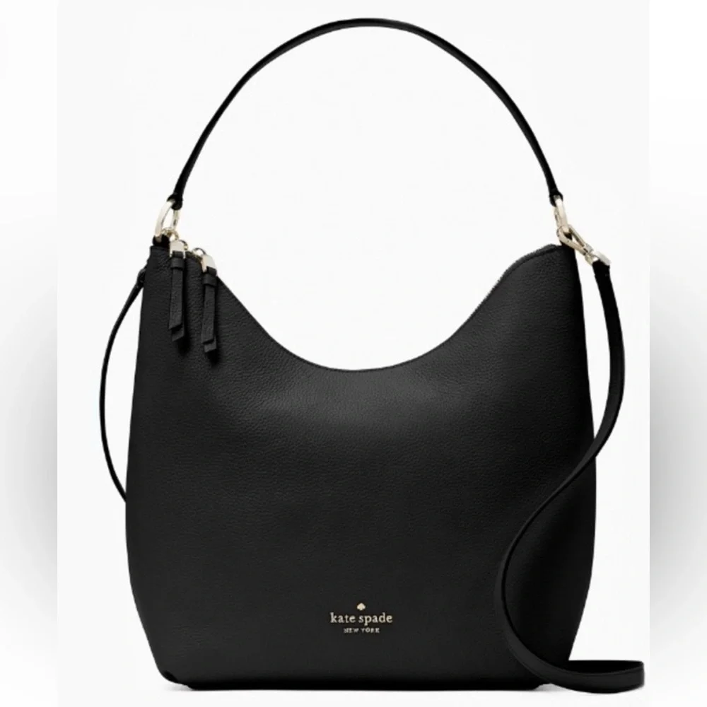 kate spade Black Pebbled Leather Hobo Shoulder Bag
